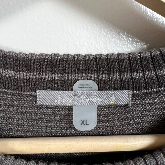 Smartwool Sparwood Stripe Crew Sweater Mens Size XL Brown Merino Wool - Picture 3 of 9